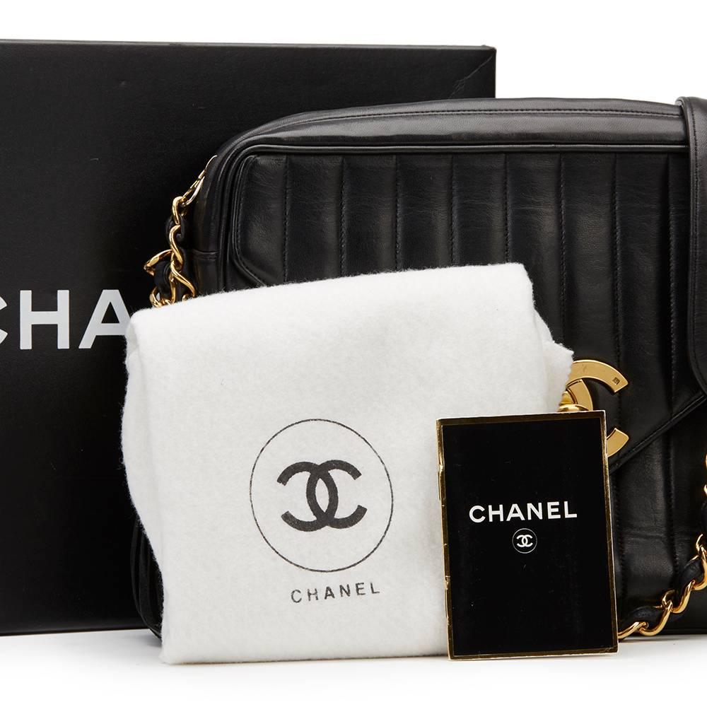 1996 Chanel Black Vertical Quilted Lambskin Vintage Camera Bag 3