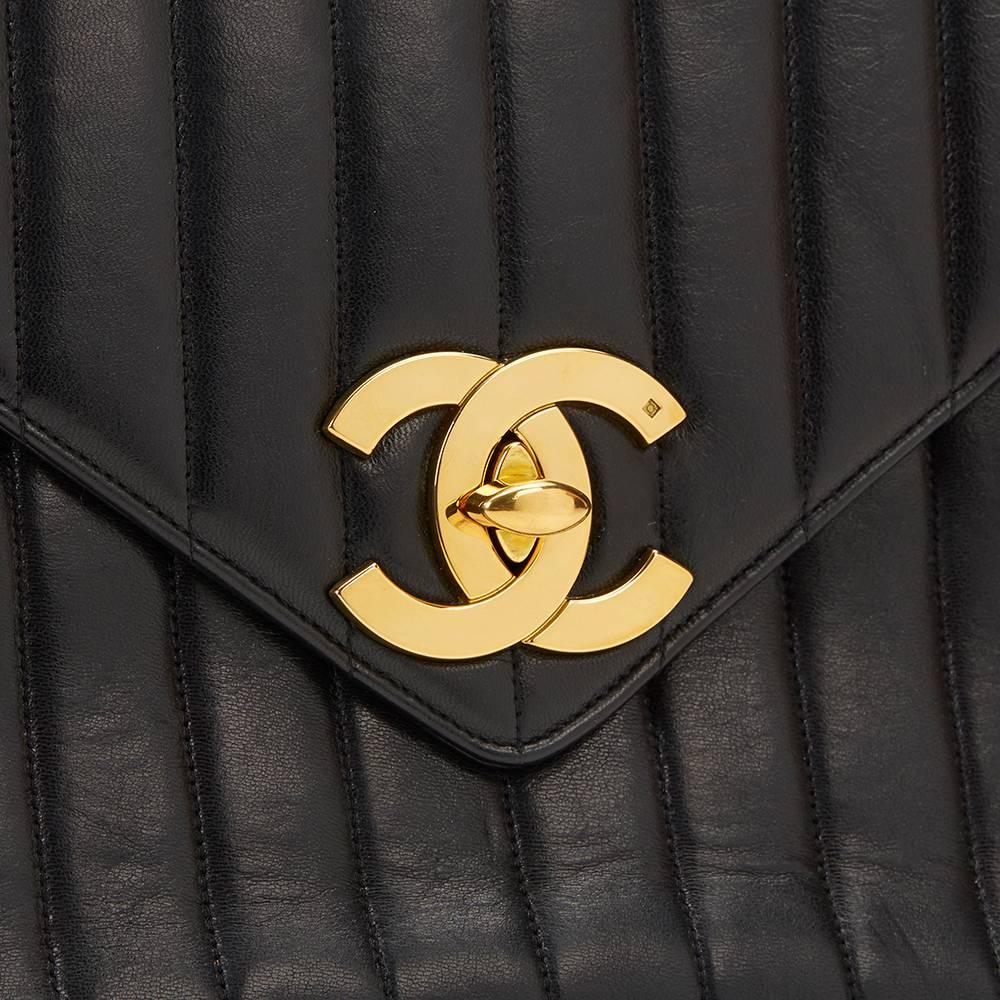 1996 Chanel Black Vertical Quilted Lambskin Vintage Camera Bag 2