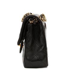 1990s Chanel Black Quilted Lambskin Vintage Small Classic Double Flap Bag