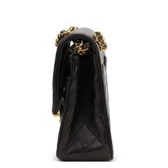 1990s Chanel Black Quilted Lambskin Vintage Medium Classic Double Flap Bag