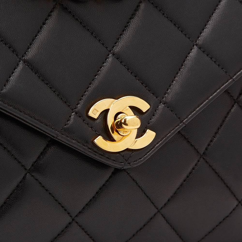 1990s Chanel Black Quilted Lambskin Vintage Classic Single Flap Bag 3