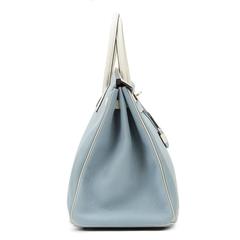 2015 Hermes Bleu Lin & Parchemin Togo Leder Sonderauftrag Birkin 40cm