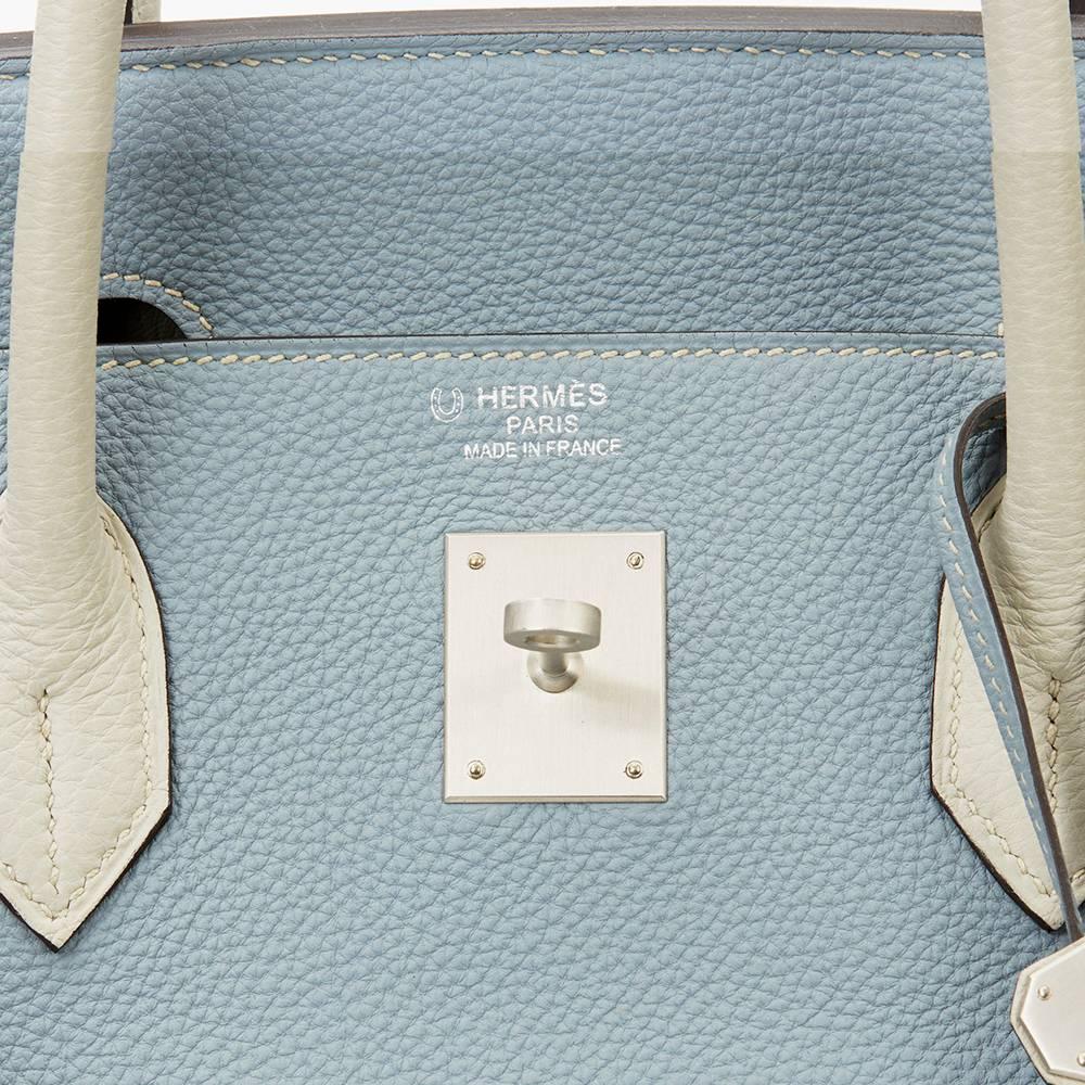 2015 Hermes Bleu Lin & Parchemin Togo Leather Special Order Birkin 40cm 2