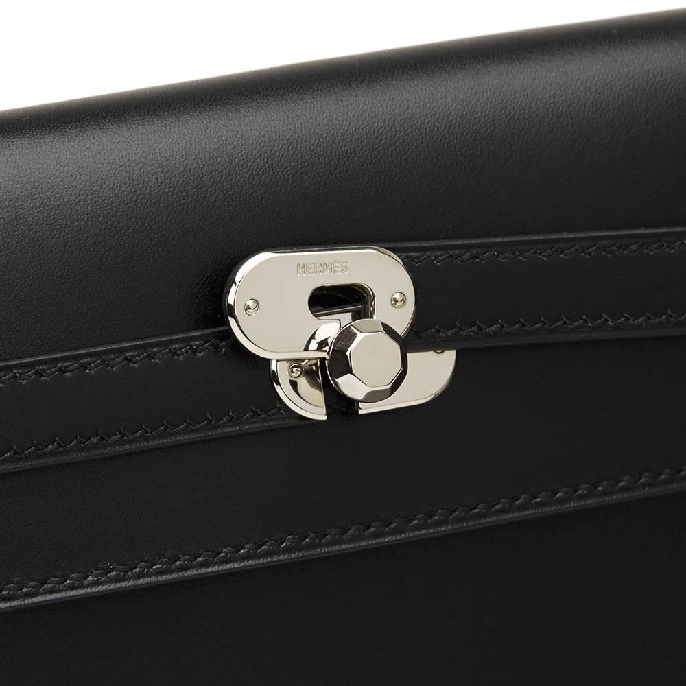 2000 Hermes Black Box Calf Leather Kelly Danse Clutch 1