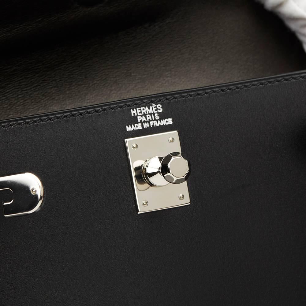 2000 Hermes Black Box Calf Leather Kelly Danse Clutch 2