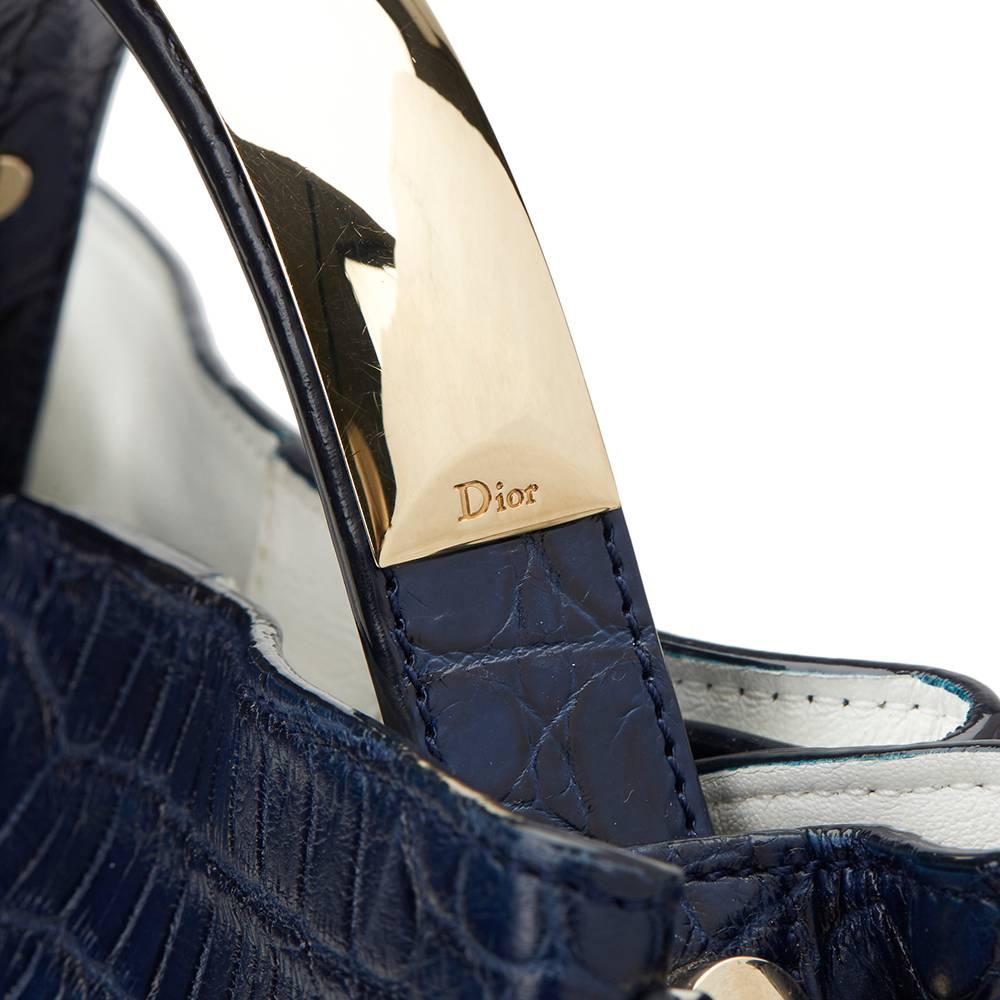 2014 Dior Marine Crocodile Leather Small Diorific Bucket Bag 1
