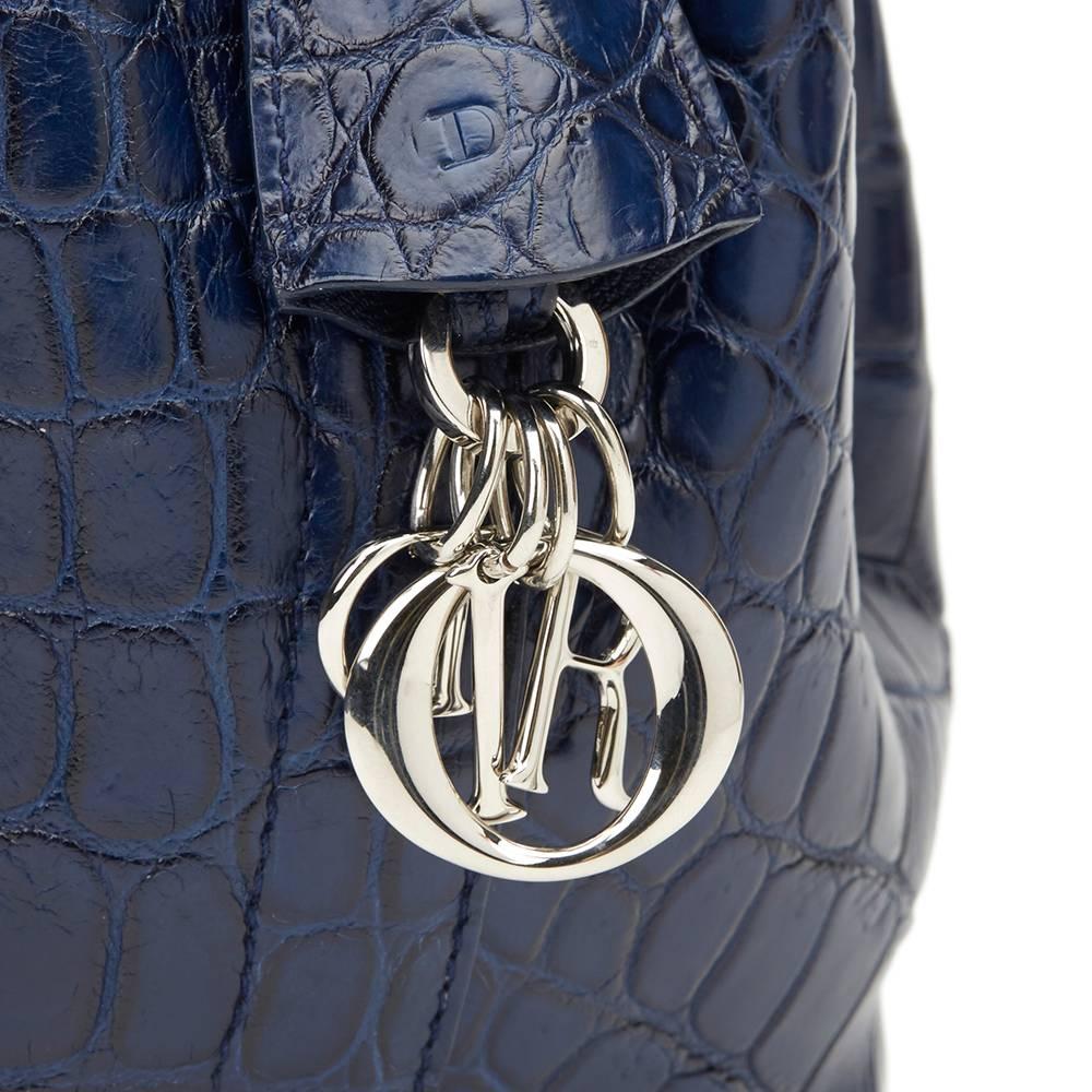 2014 Dior Marine Crocodile Leather Small Diorific Bucket Bag 2