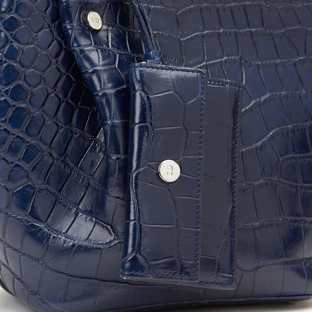 2014 Dior Marine Crocodile Leather Small Diorific Bucket Bag 5