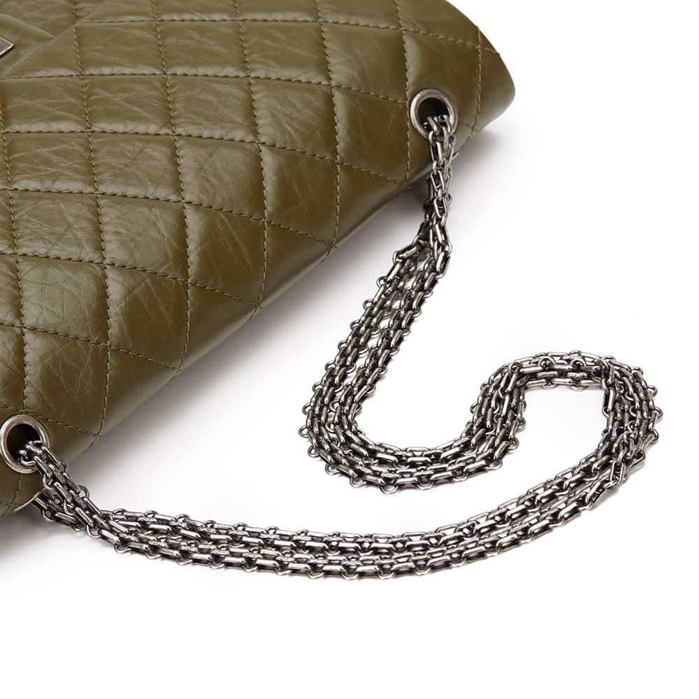 Women's 2014 Chanel Olive Aged Calfskin 2.55 Reissue 227 Double Flap Bag
