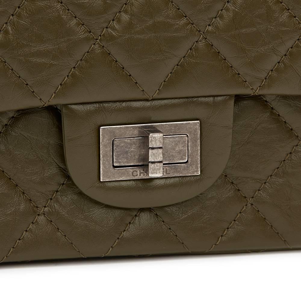 2014 Chanel Olive Aged Calfskin 2.55 Reissue 227 Double Flap Bag 2