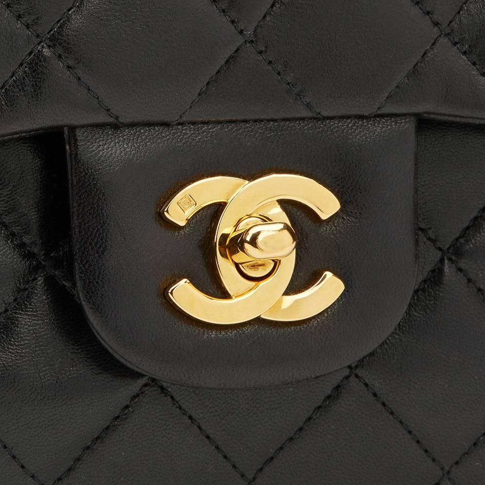 1990s Chanel Black Quilted Lambskin Vintage Small Classic Double Flap Bag 3