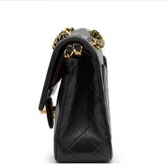 1990s Chanel Black Quilted Lambskin Vintage Small Classic Double Flap Bag