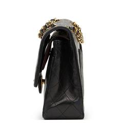 1990s Chanel Black Quilted Lambskin Vintage Medium Classic Double Flap Bag