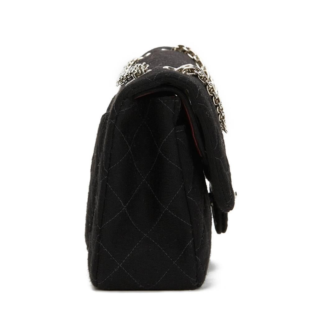 1990s Chanel Black Quilted Fabric Small Classic Double Flap Bag In Excellent Condition In Bishop's Stortford, Hertfordshire