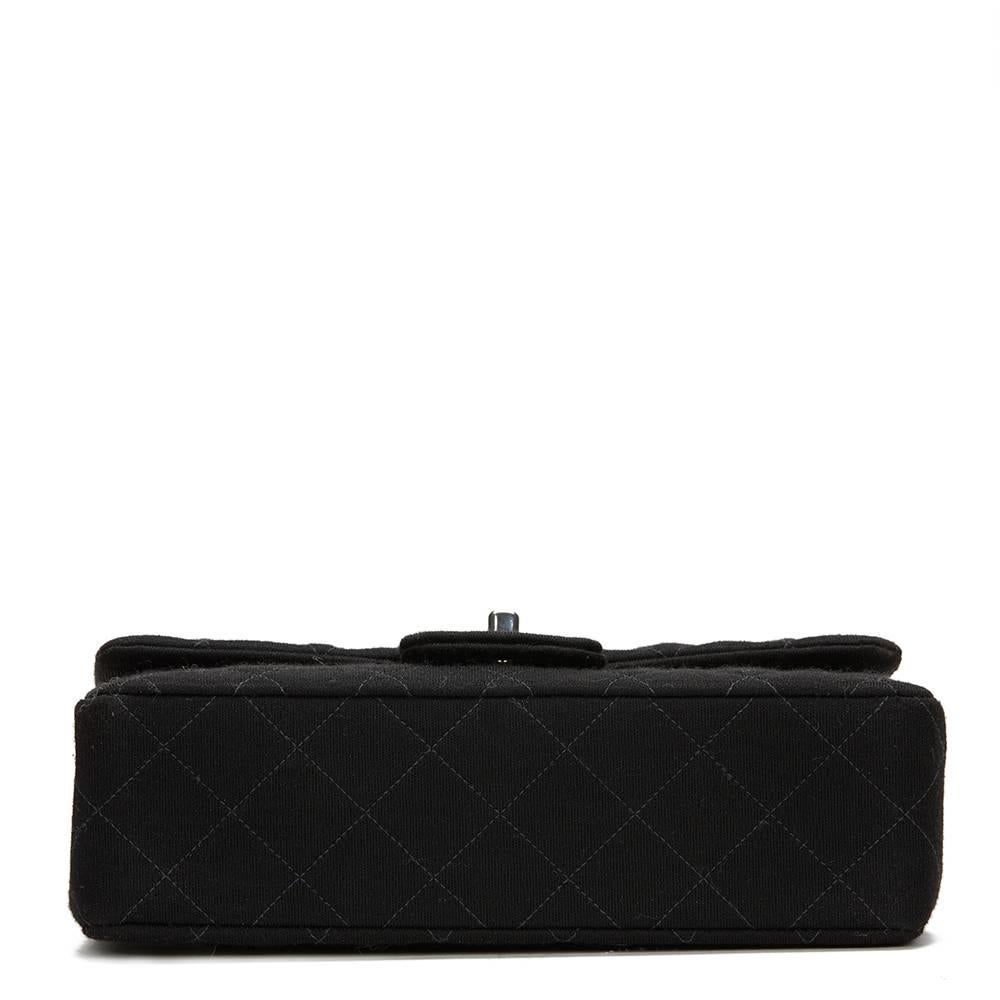 Women's 1990s Chanel Black Quilted Fabric Small Classic Double Flap Bag