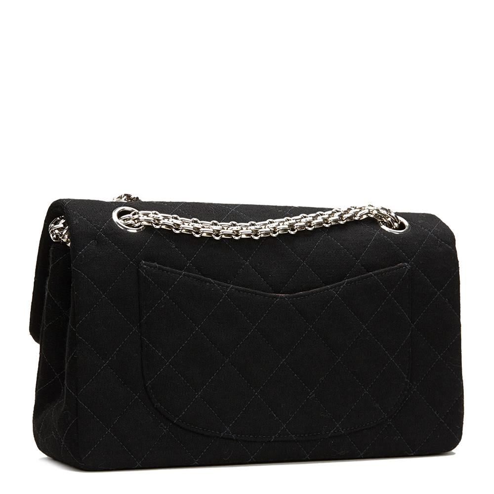 1990s Chanel Black Quilted Fabric Small Classic Double Flap Bag 1