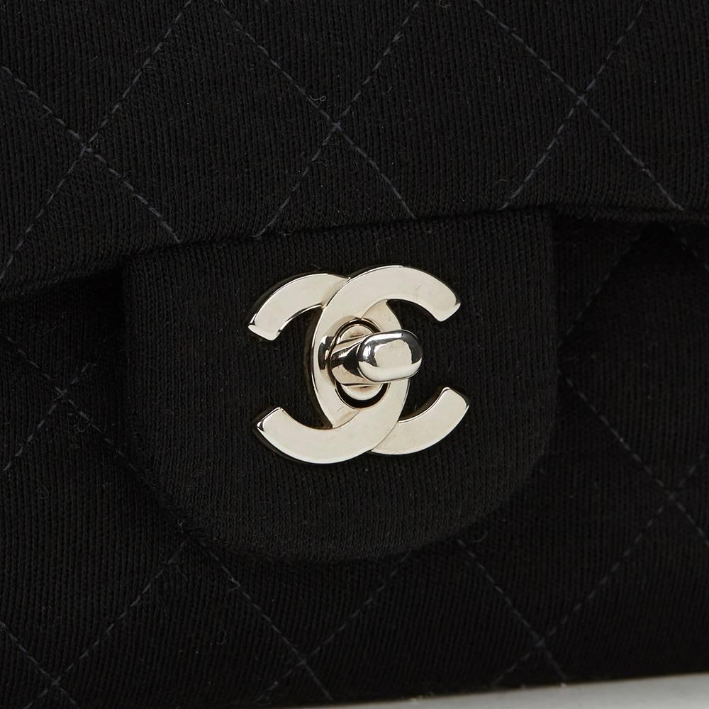 1990s Chanel Black Quilted Fabric Small Classic Double Flap Bag 2