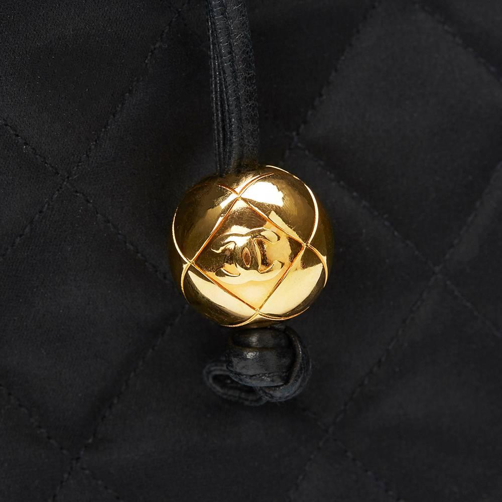 1991 Chanel Black Satin & Lambskin Vintage Timeless Shoulder Bag 2