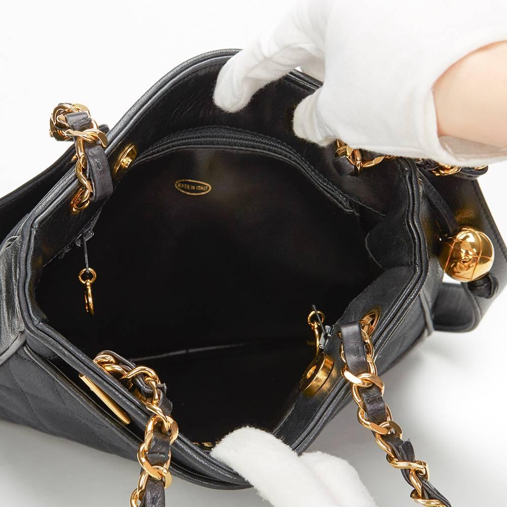 1991 Chanel Black Satin & Lambskin Vintage Timeless Shoulder Bag 4