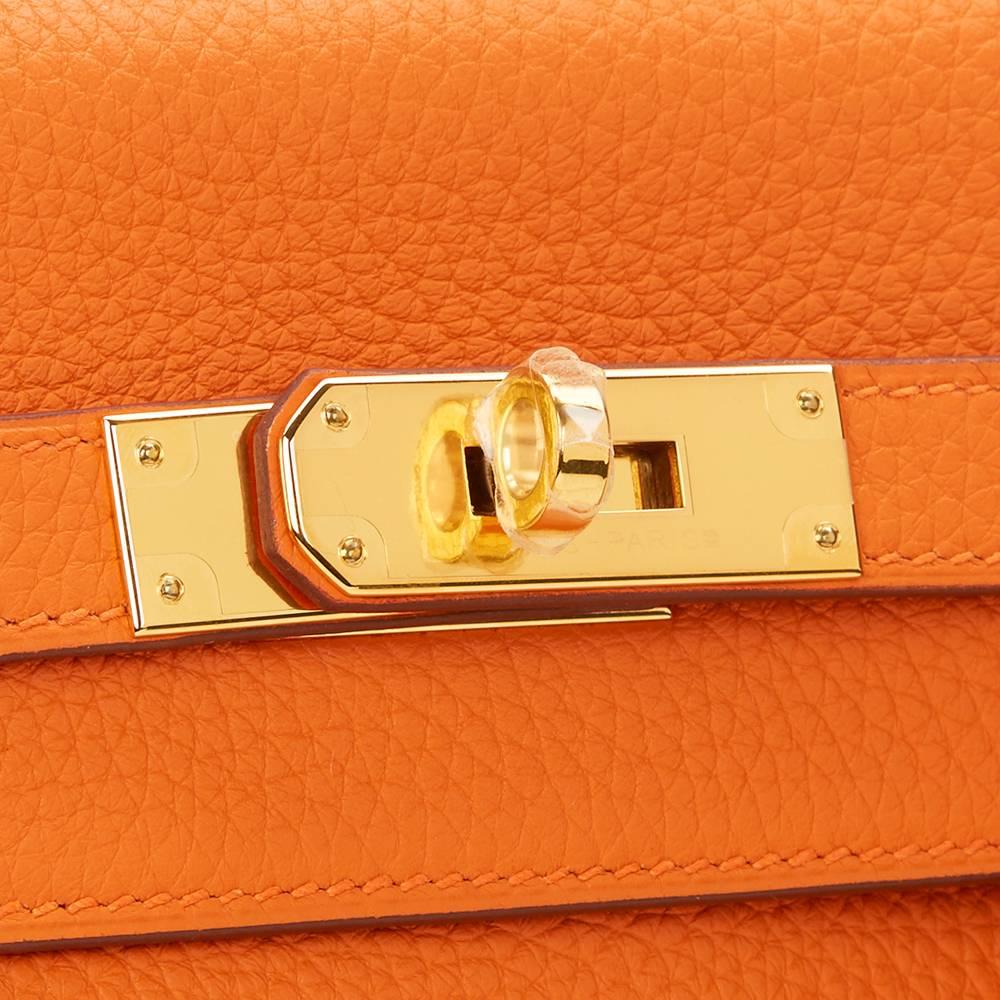 2016 Hermes Orange Clemence Leather Kelly 35cm Retourne 2