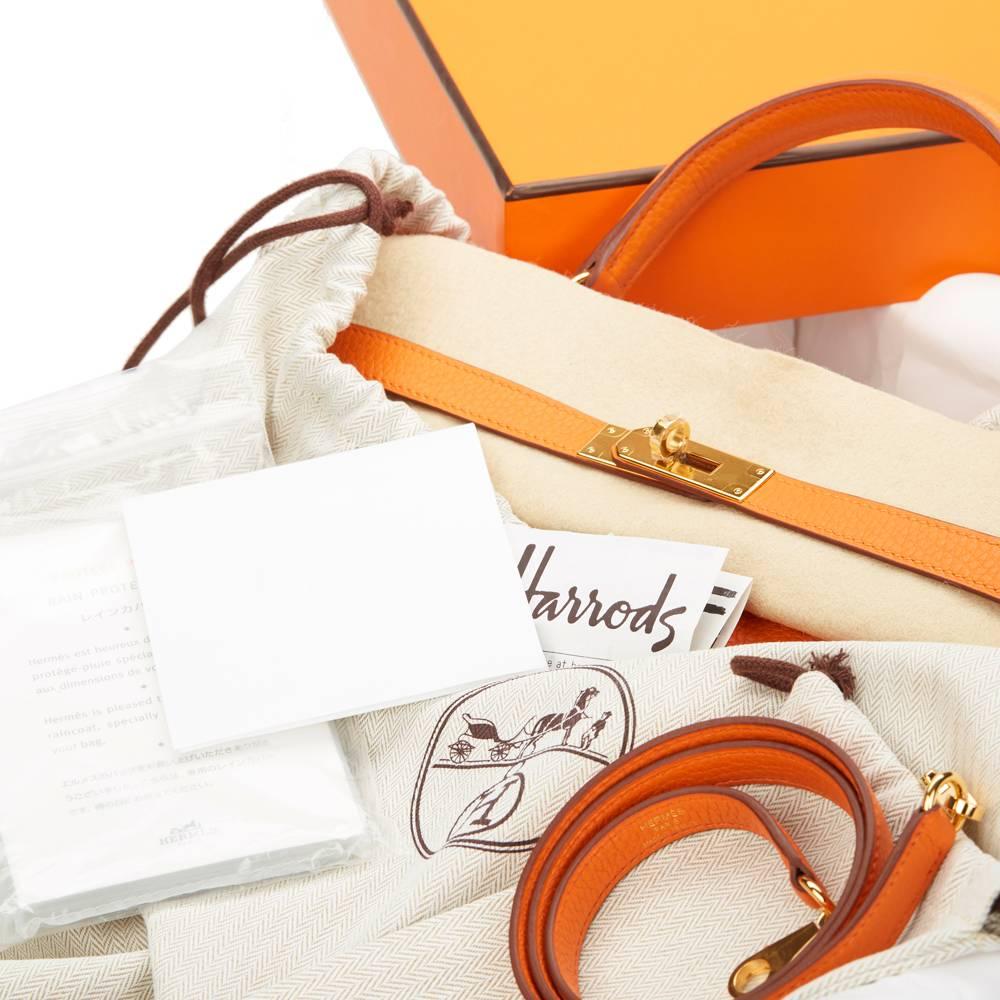 2016 Hermes Orange Clemence Leather Kelly 35cm Retourne 4