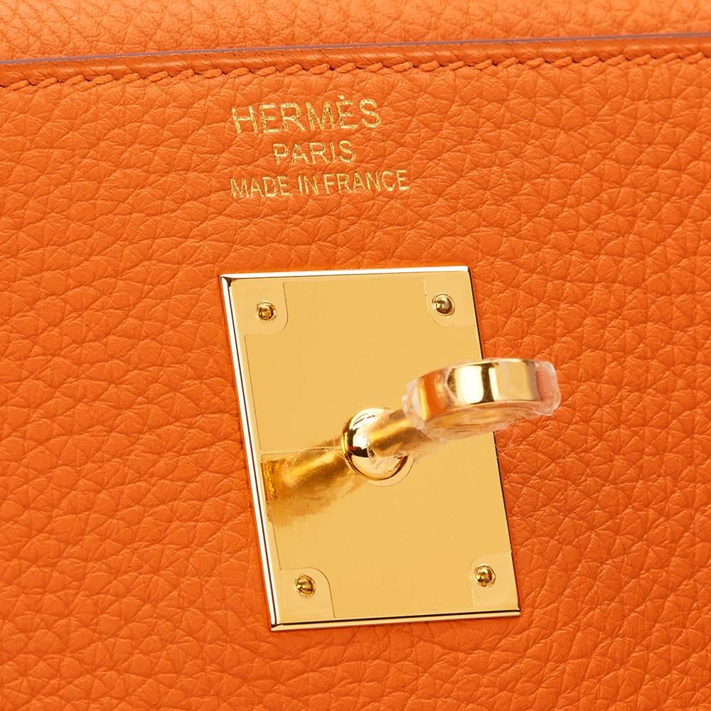 2016 Hermes Orange Clemence Leather Kelly 35cm Retourne 6