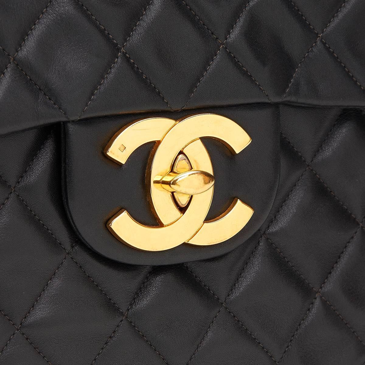 1995 Chanel Black Quilted Lambskin Vintage Maxi Jumbo XL Flap Bag 4
