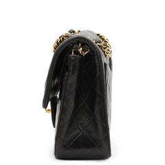 1990s Chanel Black Quilted Lambskin Vintage Small Classic Double Flap Bag
