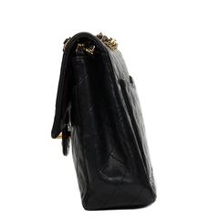 1990s Chanel Black Quilted Lambskin Vintage Medium Tall Classic Double Flap Bag