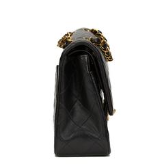 1990s Chanel Black Quilted Lambskin Vintage Small Classic Double Flap Bag
