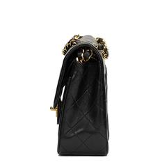 1980s Chanel Black Quilted Lambskin Vintage Small Classic Double Flap Bag