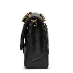 1990s Chanel Black Quilted Lambskin Vintage Medium Classic Double Flap Bag