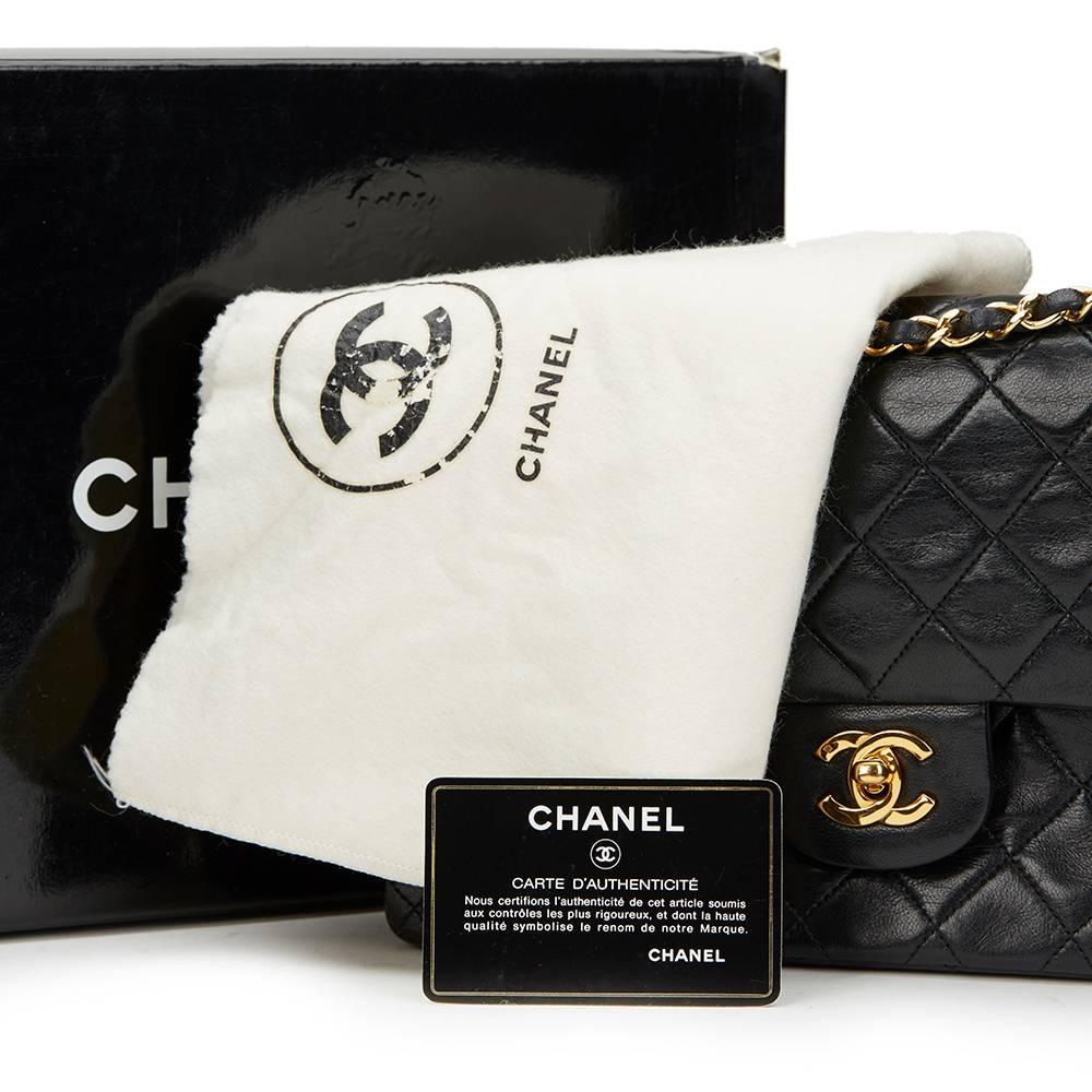 1990s Chanel Black Quilted Lambskin Vintage Medium Classic Double Flap Bag 6