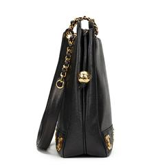 1990s Chanel Black Caviar Leather Vintage Timeless Shoulder Bag