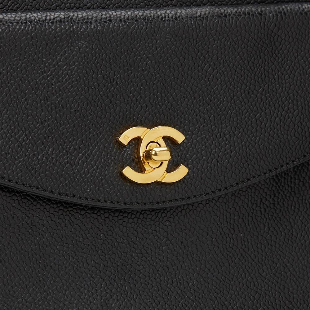 1990s Chanel Black Caviar Leather Vintage Timeless Shoulder Tote 4