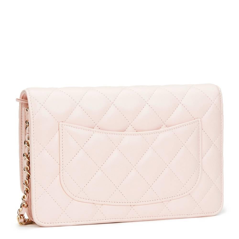 2013 Chanel Pink Quilted Lambskin Leather Wallet-on-Chain WOC In New Condition In Bishop's Stortford, Hertfordshire
