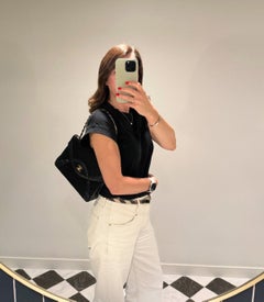 Chanel Black Quilted Jersey & Lambskin Vintage Medium Classic Single Flap Bag