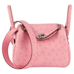 Hermès Bubblegum Ostrich Leather Mini Lindy 20
