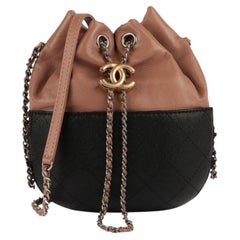 Chanel Honey Beige Lambskin & Black Quilted Calfskin Leather Small Gabrielle Buc
