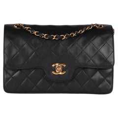 Chanel Black Quilted Lambskin Leather Small Classic Double Flap Bag