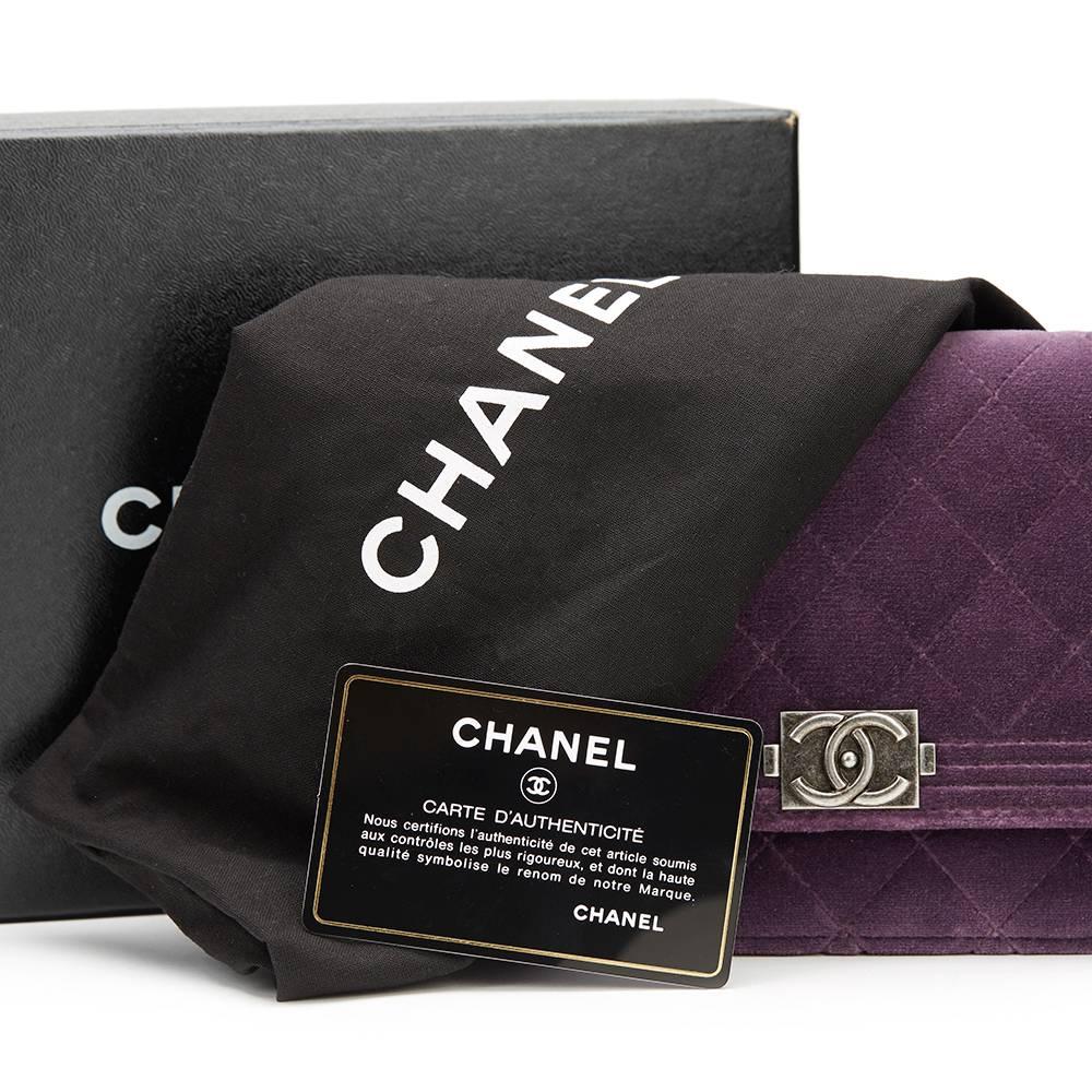 2010s Chanel Violet Quilted Velvet Boy Wallet-on-Chain WOC 3