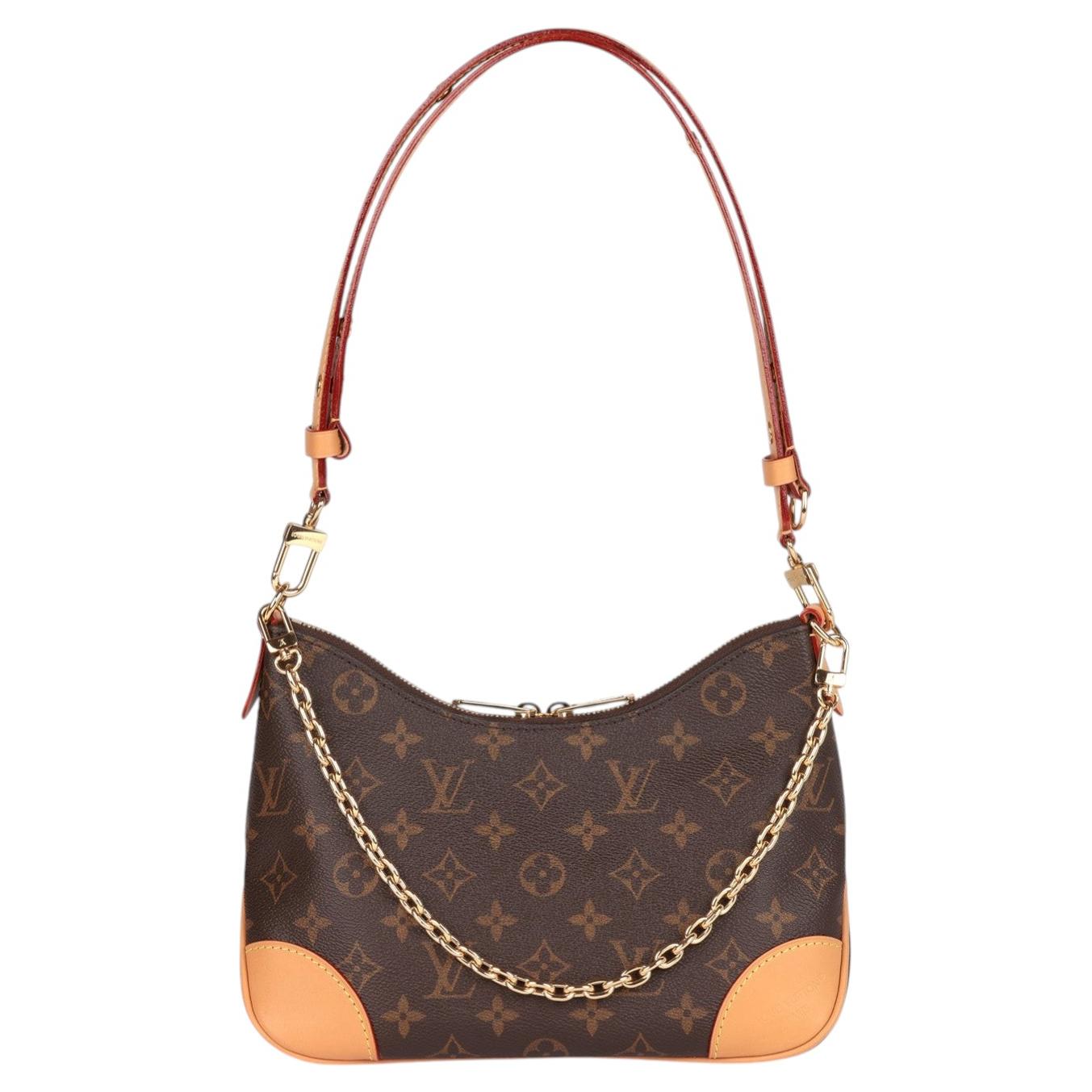 Louis Vuitton Boulogne PM en toile enduite Monogram marron et cuir Vachetta en vente