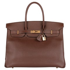 Hermès Havane Courchevel, Birkin vintage in pelle da 35 cm, modello Retourne