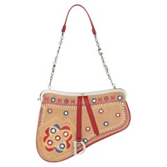 Christian Dior Multicolour Embroidered & Embellished Suede Mini Saddle Bag