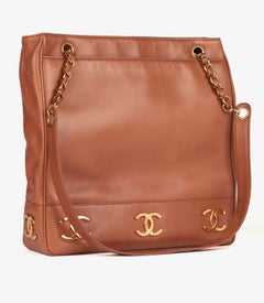 Chanel Terracotta Lambskin Leather Vintage Jumbo Logo Trim Classic Shoulder Bag