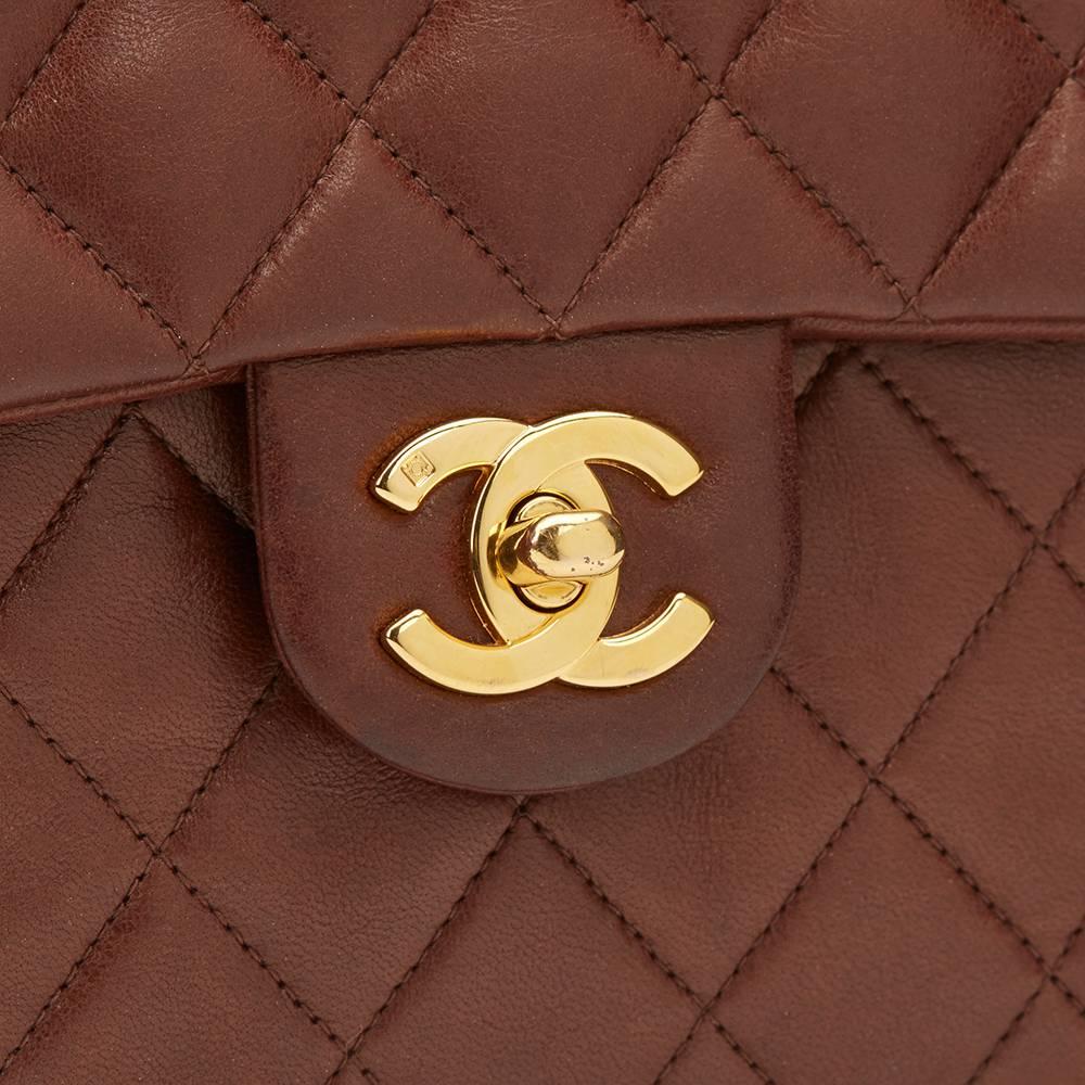 1990s Chanel Brown Quilted Lambskin Vintage Mini Flap Bag 4