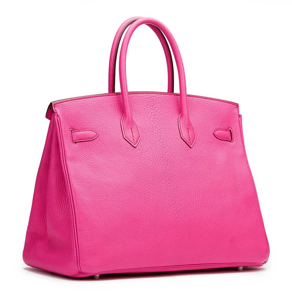 2009 Hermes Rose Shocking Chevre Mysore Leather Birkin 35cm 2