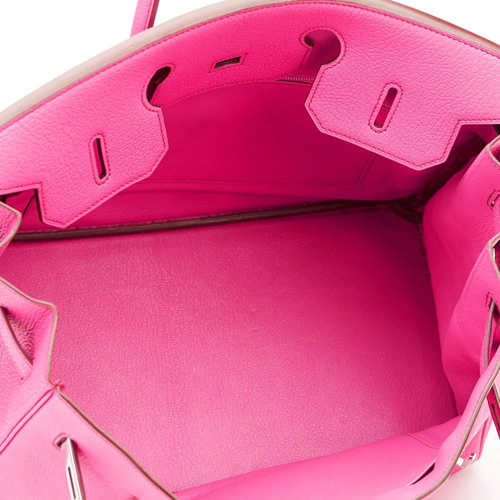 2009 Hermes Rose Shocking Chevre Mysore Leather Birkin 35cm 3