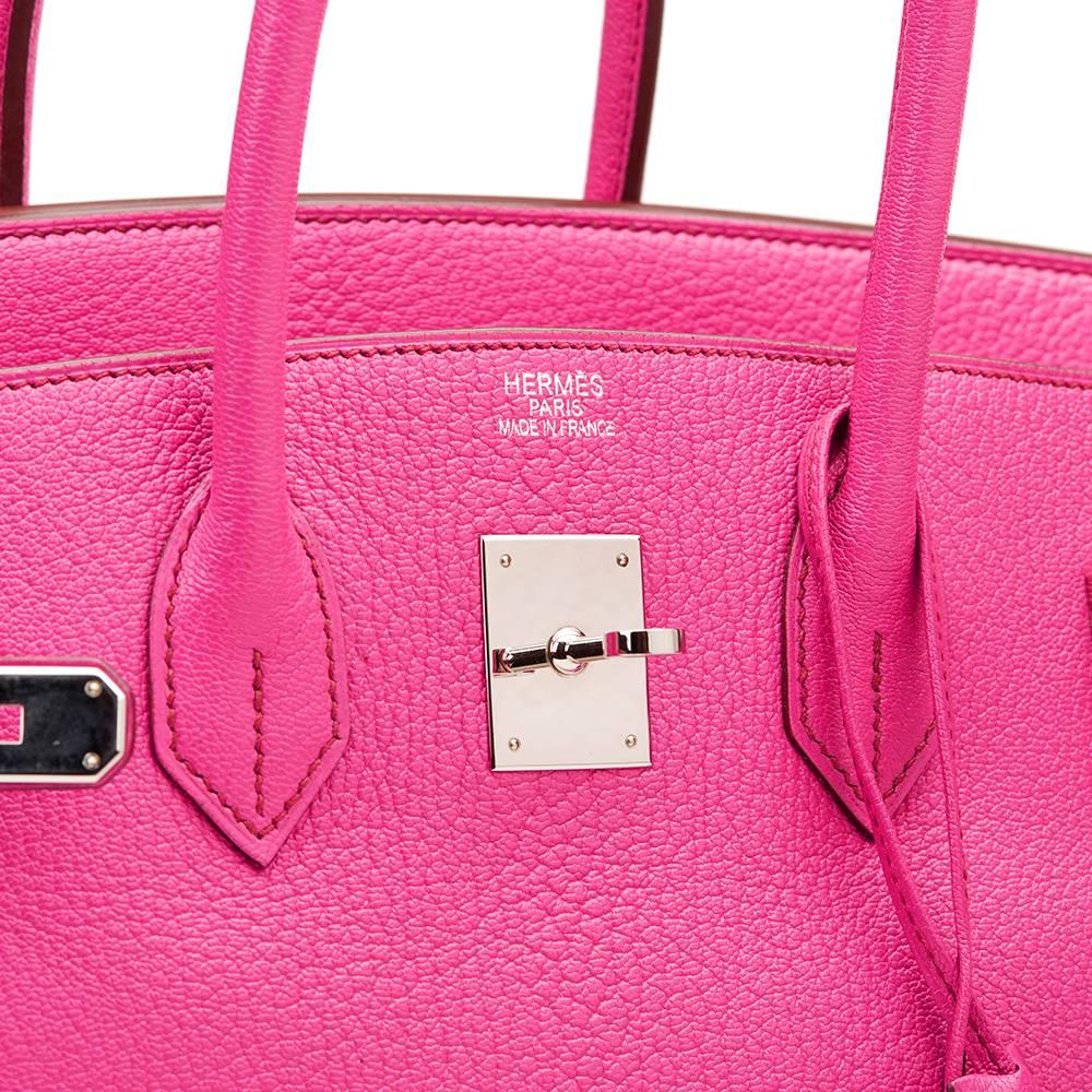 2009 Hermes Rose Shocking Chevre Mysore Leather Birkin 35cm 4