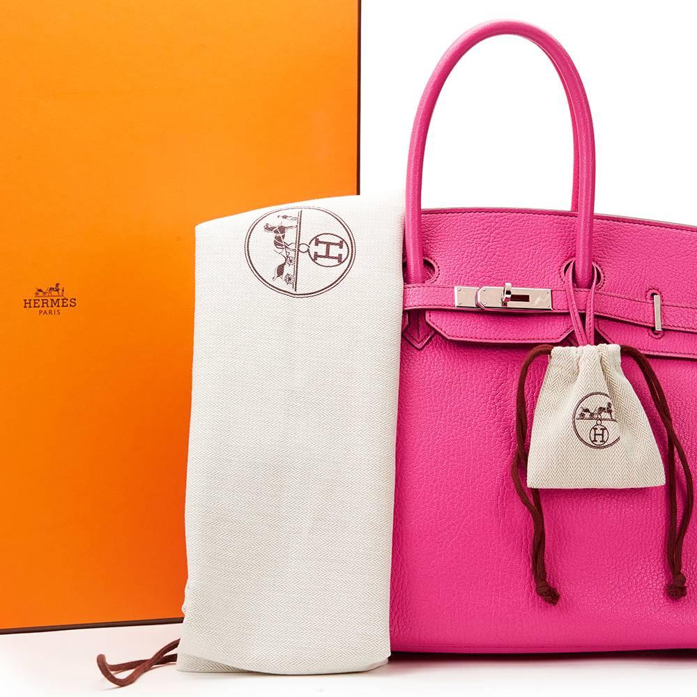 2009 Hermes Rose Shocking Chevre Mysore Leather Birkin 35cm 6